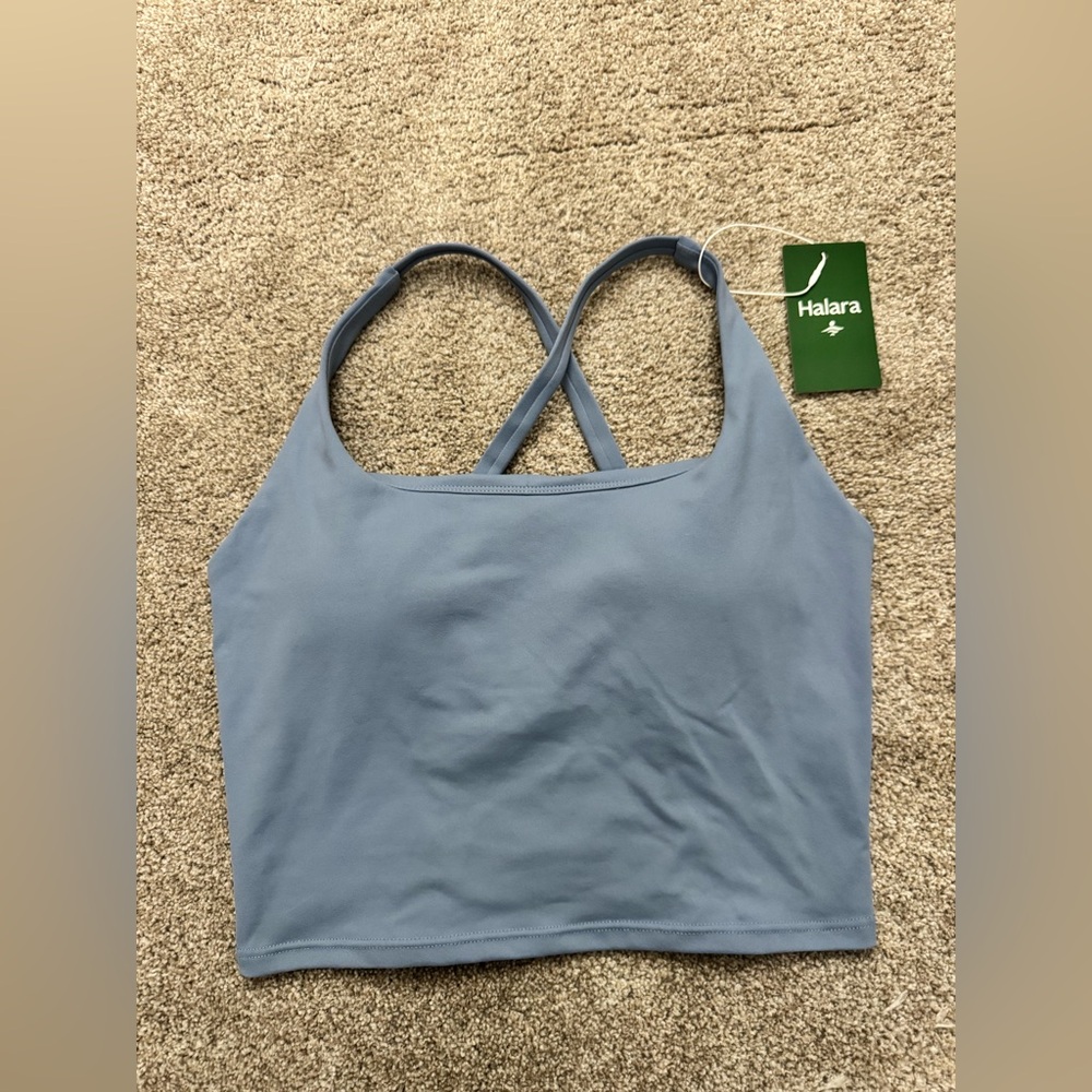 Halara Crisscross Back Sports Bra Crop Top Purple Size L NWT Yoga Pilates